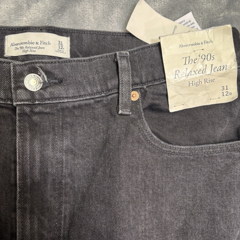 Abercrombie &‎ Fitch The 90s Relaxed Jeans High Rise Womens 12/31x30 Black NWT - Picture 6 of 11